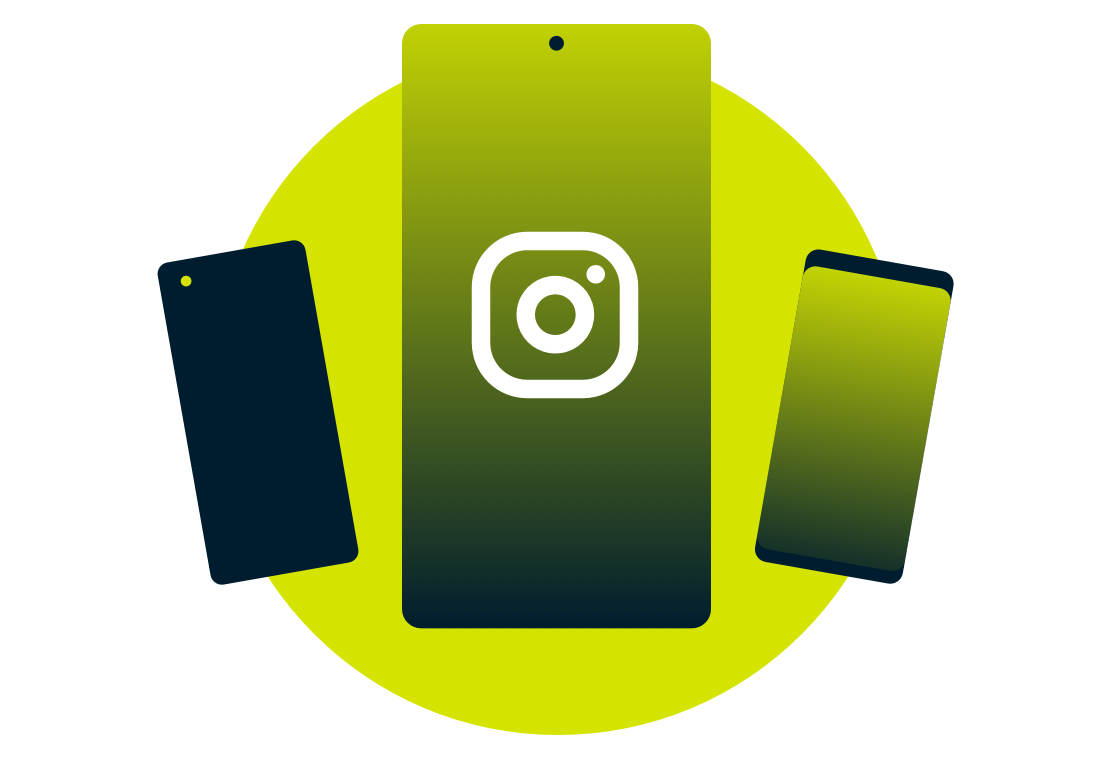 Mobile Geräte mit dem Instagram-Logo.